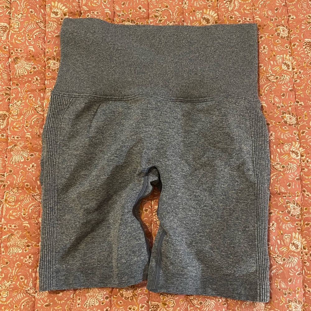 Blue seamless workout shorts